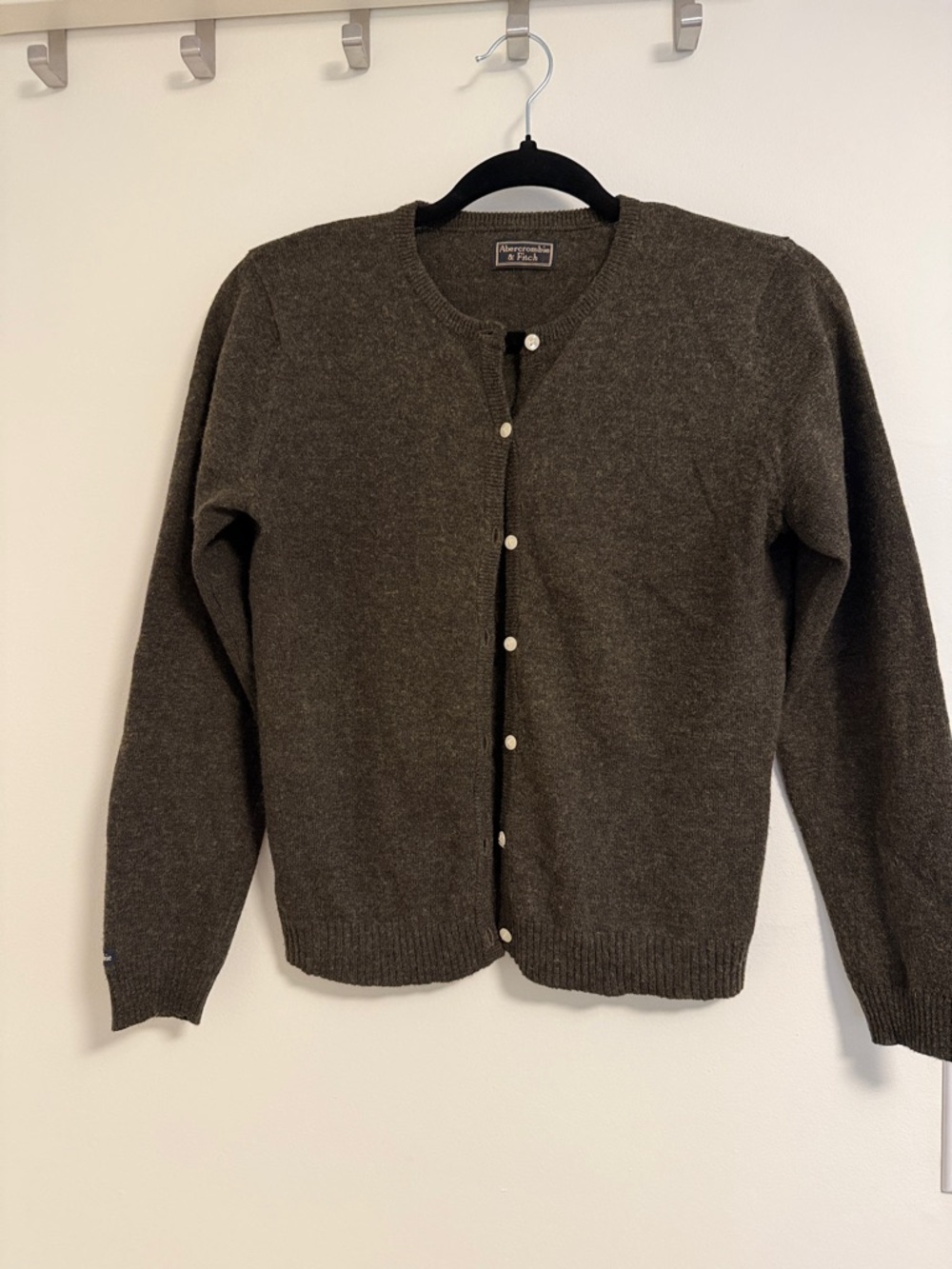 Abercrombie & Fitch Button Cardigan - Olive and dark grey.